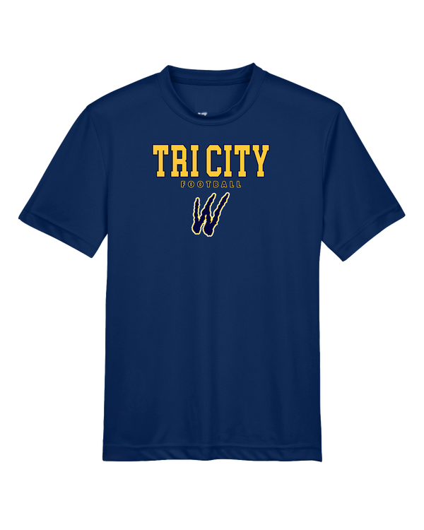 Tri City Wolverines Football Block - Youth Performance T-Shirt