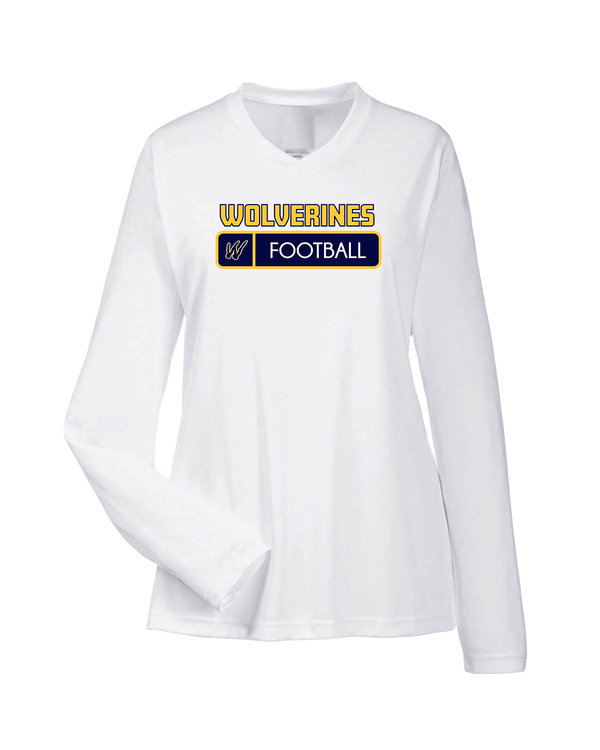 Tri City Wolverines Football Pennant - Womens Performance Long Sleeve