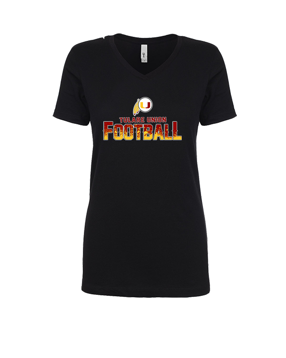 Tulare Union HS Football Splatter - Womens Vneck