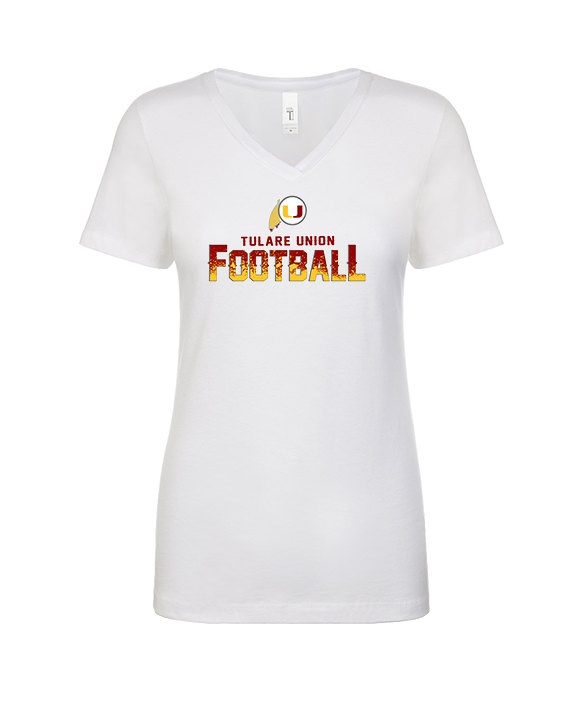 Tulare Union HS Football Splatter - Womens Vneck