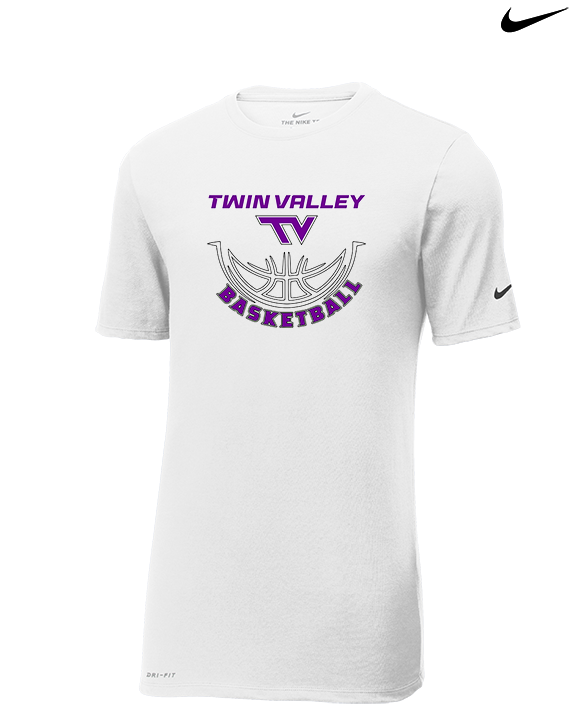 Twin Valley HS Girls Basketball Outline - Mens Nike Cotton Poly Tee