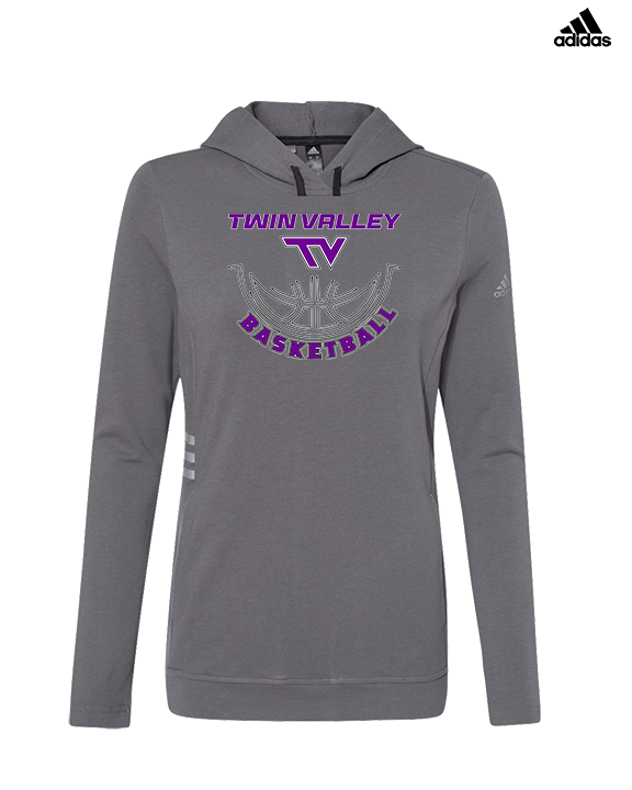 Twin Valley HS Girls Basketball Outline - Womens Adidas Hoodie