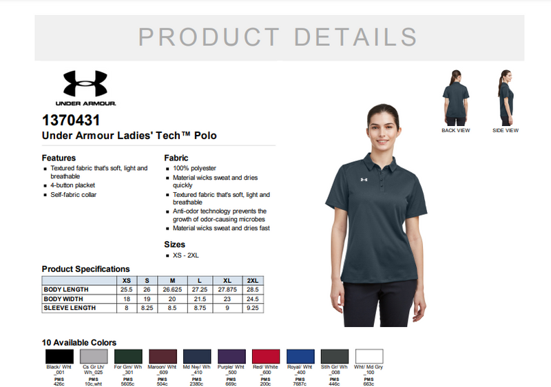 Caruthersville HS Football Basic - Under Armour Ladies Tech Polo