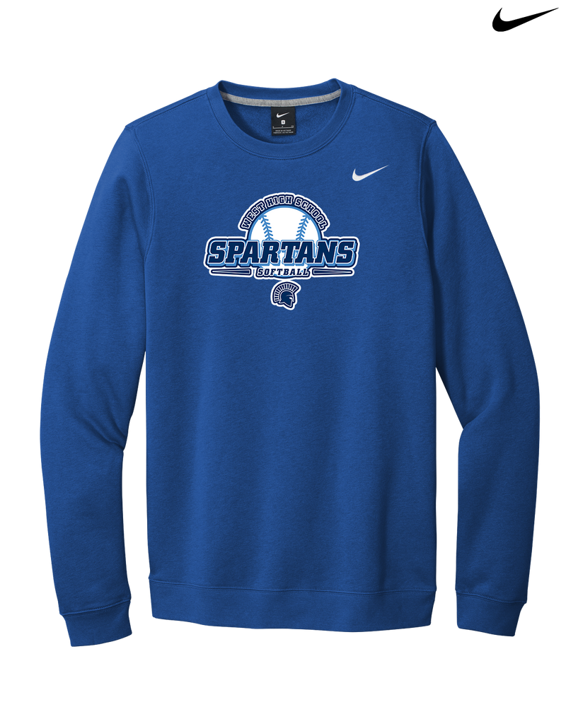 West Bend West HS Softball Logo - Nike Club Fleece Crew